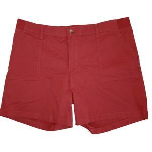 Lee Shorts Womens 18 Medium Red Bermuda Mid Rise Regular Fit Zip Pockets Cotton